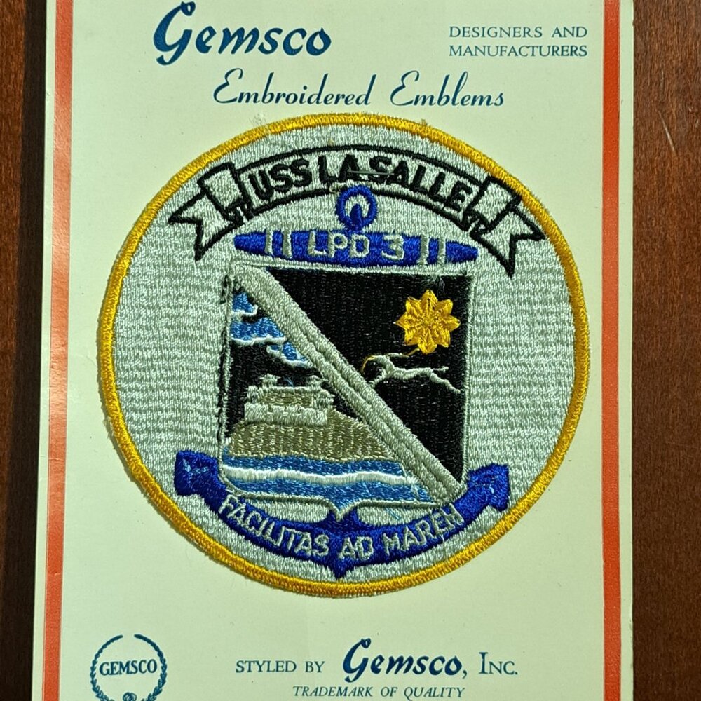 Vintage Embroidered Uss La Salle Facilitas Ad Maren Gemsco Inc Original Package